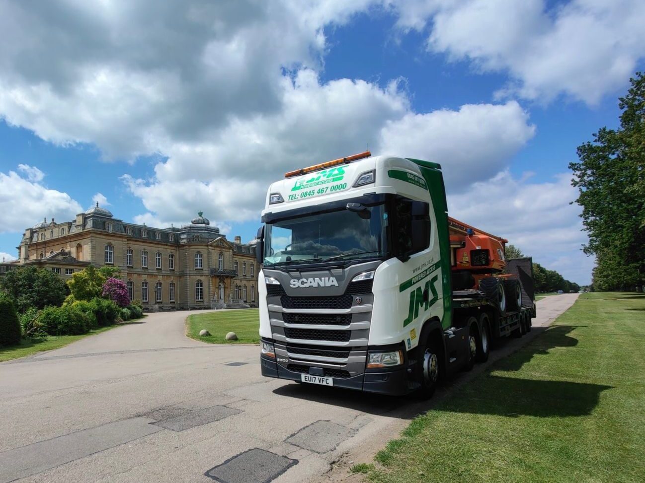 Collection of jlg boom at stately home